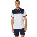 Asics polo de cancha hombre blanco brillante medianoche estilo y rendimiento