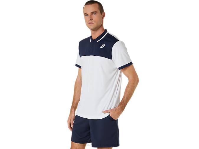 Asics polo de cancha hombre blanco brillante medianoche estilo y rendimiento - Image 3