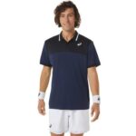 Asics polo de cancha para hombre medianoche negro alto rendimiento