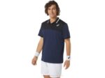 Asics polo de cancha para hombre medianoche negro alto rendimiento - Image 3