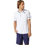 Asics polo de hombre blanco brillante estilo moderno