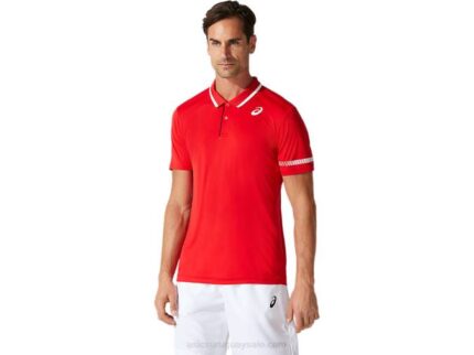 Asics polo de hombre rojo clásico estilo y comodidad