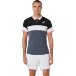 Asics polo de partido hombre negro rendimiento gris sporty