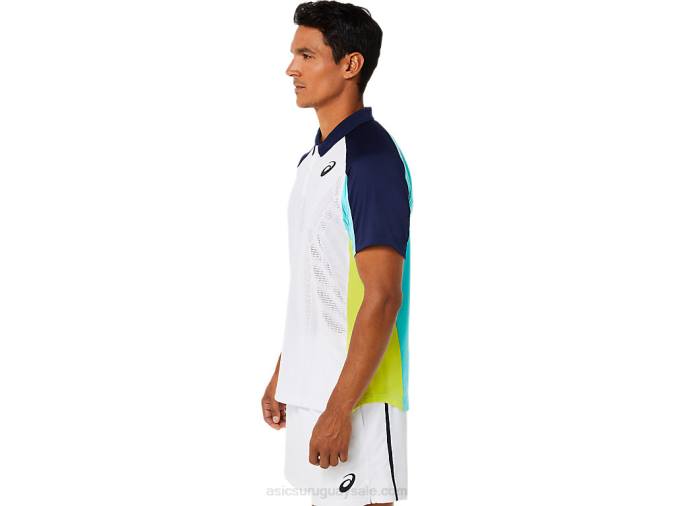 Asics polo de partido para hombre blanco brillante menta helada estilo y rendimiento - Image 3