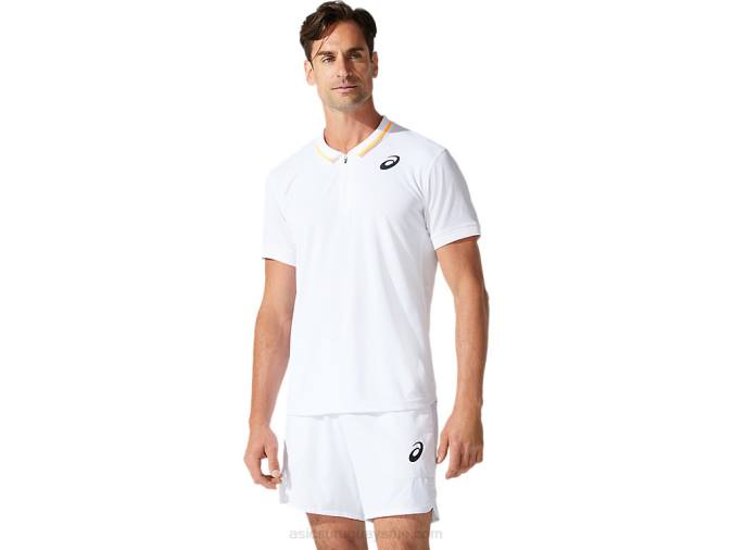 Asics polo de partido para hombres blanco brillante rendimiento y estilo - Image 1