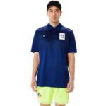 Asics polo degradado hexagonal hombre azul oscuro estilo moderno