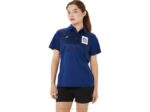 Asics polo degradado hexagonal mujer azul oscuro elegante