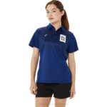 Asics polo degradado hexagonal mujer azul oscuro elegante