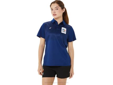 Asics polo degradado hexagonal mujer azul oscuro elegante