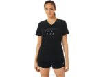 Asics rayas de mujer cuello en v brillo negro elegante