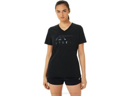 Asics rayas de mujer cuello en v brillo negro elegante