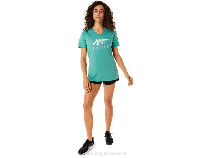 Asics rayas de mujer cuello en v color brezo sabio estilo moderno - Image 4