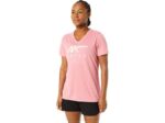 Asics rayas de mujer cuello en v rosa ahumado estilo moderno