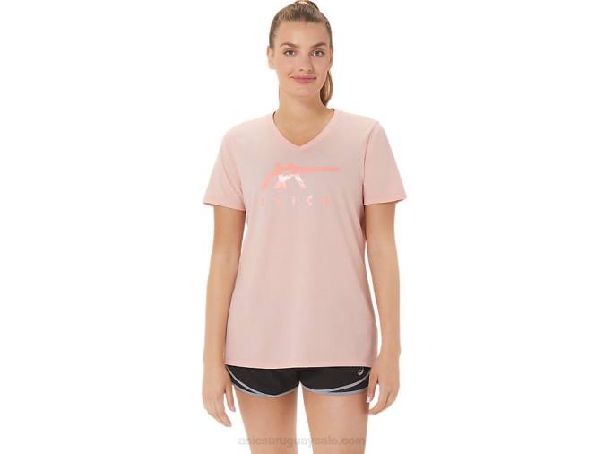 Asics rayas de mujer cuello en v rosa helada estilo moderno - Image 1