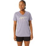 Asics rayas de mujer cuello en v violeta anochecer estilo moderno