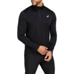 Asics rendimiento cremallera 1/4 negra para hombre