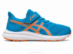 Asics sacudida 4 preescolar azul isla melocotón estilo y comodidad