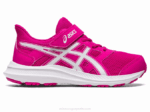 Asics sacudida 4 preescolar rosa rave y blanco estilo divertido