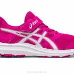 Asics sacudida 4 preescolar rosa rave y blanco estilo divertido