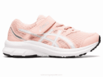 Asics sacudida preescolar rosa esmerilado y blanco estilo divertido
