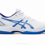 Asics solución rápida deportivas blancas y azules eléctricas