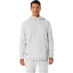 Asics sudadera con capucha polar gris claro estilo moderno