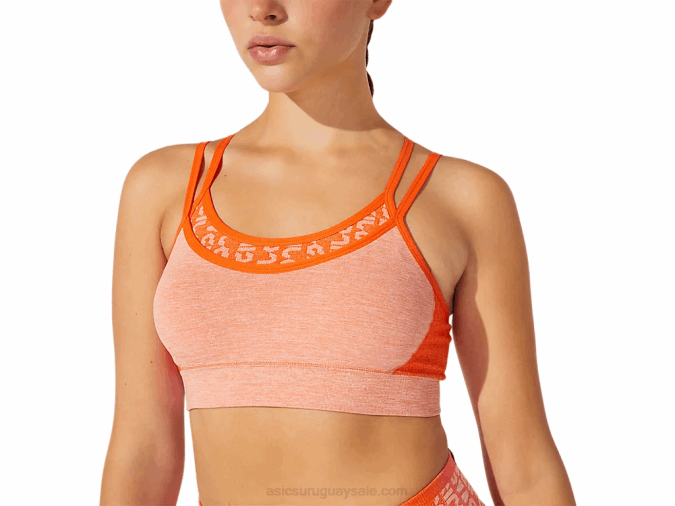 Asics sujetador corto mujer sin costuras naranja melocotón estilo y comodidad - Image 3