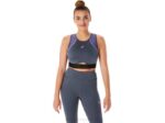 Asics sujetador deportivo gris con paneles de malla para mujer