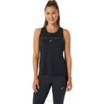 Asics tanque de carrera femenino rendimiento negro gris carbón