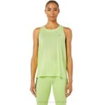 Asics tanque de carrera femenino verde lima ligero y cómodo