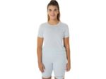 Asics top corto de carrera mujer cielo crema estilo y confort