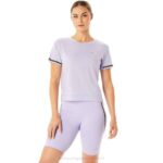 Asics top corto de carrera mujer color vapor cómodo y ligero