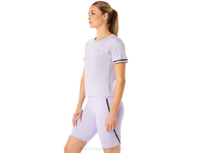 Asics top corto de carrera mujer color vapor cómodo y ligero - Image 3
