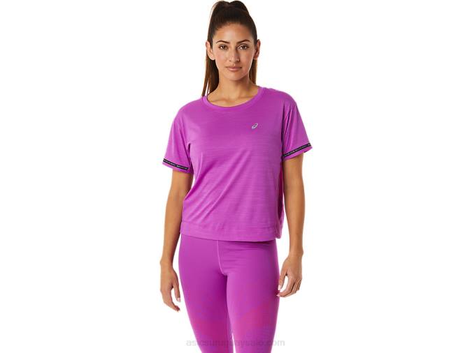 Asics top corto de carrera mujer orquídea ligero y cómodo - Image 1