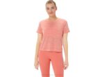 Asics top corto de carrera mujer papaya guayaba estilo y comodidad