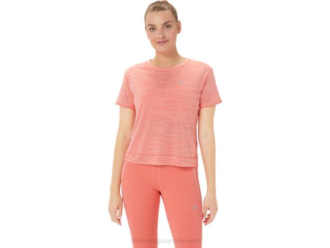 Asics top corto de carrera mujer papaya guayaba estilo y comodidad - Image 1