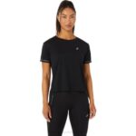 Asics top corto de carrera mujer rendimiento negro atractivo