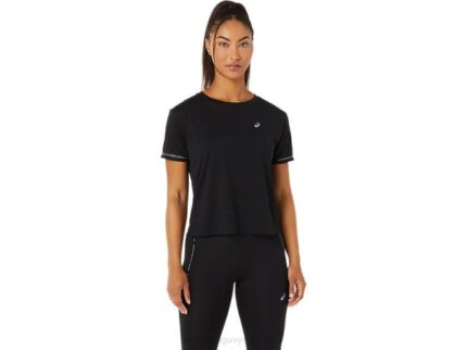 Asics top corto de carrera mujer rendimiento negro atractivo