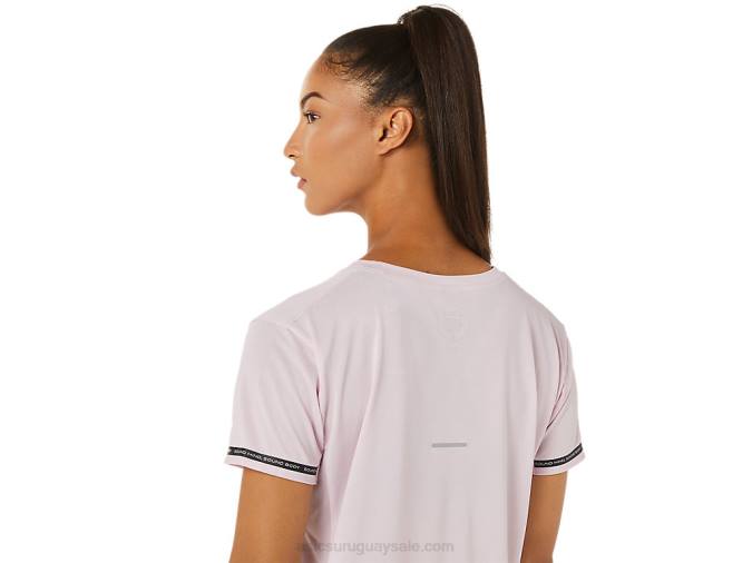 Asics top corto de carrera mujer rosa ligero y cómodo - Image 4