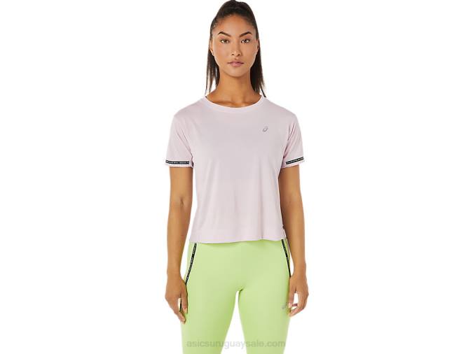 Asics top corto de carrera mujer rosa ligero y cómodo - Image 1