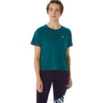 Asics top corto de carrera mujer terciopelo pino estilo y confort