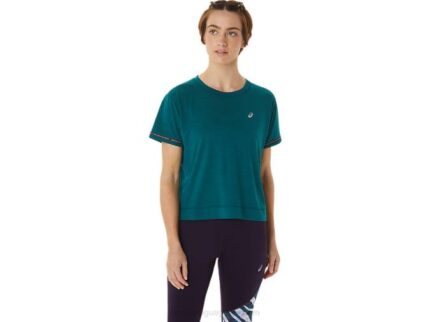 Asics top corto de carrera mujer terciopelo pino estilo y confort