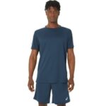 Asics top de manga corta bloque azul francés polar elegante