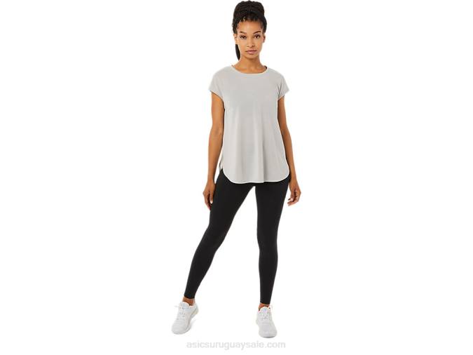 Asics top de manga corta con abertura gris ostra femenino - Image 4