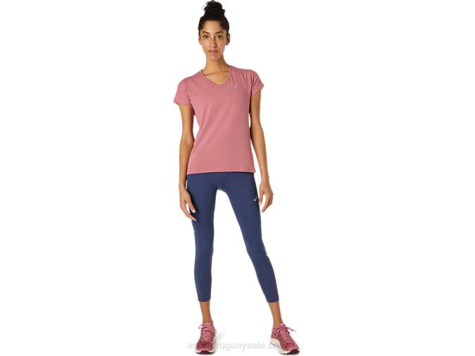 Asics top de manga corta cuello en v mujer rosa ahumado chic - Image 4