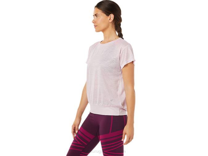 Asics top de manga corta espalda abierta rosa elegante - Image 3