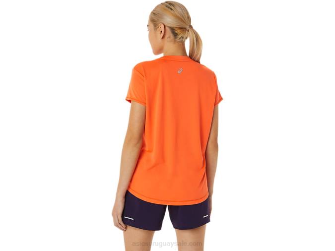 Asics top de manga corta fujitrail mujer naranja estilo y confort - Image 2
