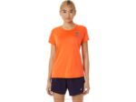 Asics top de manga corta fujitrail mujer naranja estilo y confort