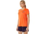 Asics top de manga corta fujitrail mujer naranja estilo y confort - Image 3