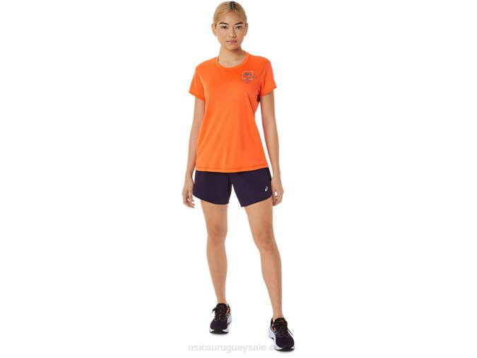 Asics top de manga corta fujitrail mujer naranja estilo y confort - Image 5